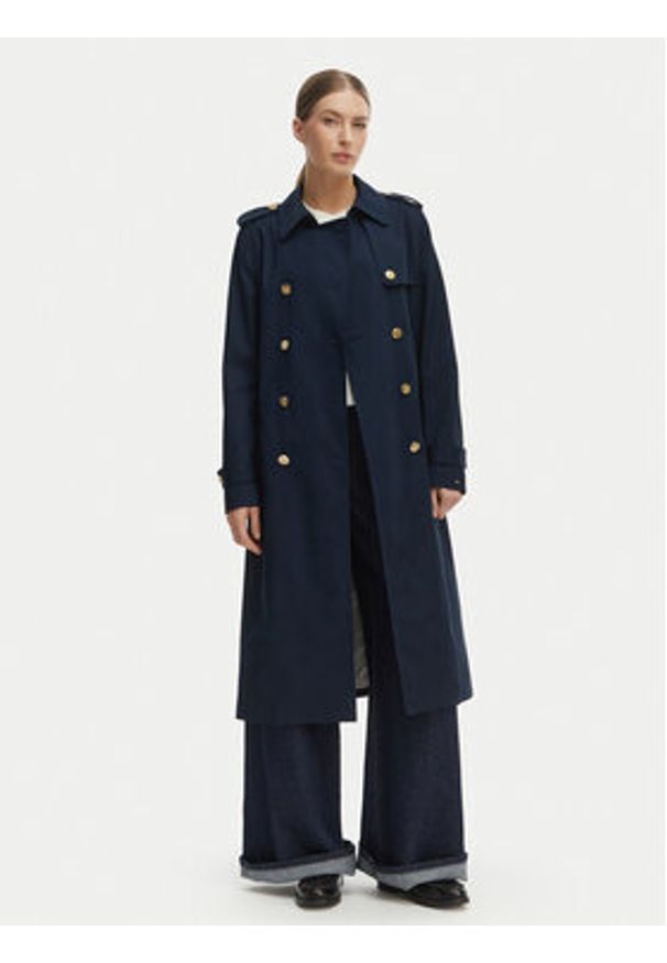 TOMMY HILFIGER - Tommy Hilfiger Trencz WW0WW48873 Granatowy Slim Fit. Kolor: niebieski. Materiał: bawełna