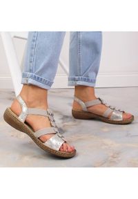 Sandały komfortowe damskie wsuwane na gumki Rieker 62850-90 beżowy. Zapięcie: bez zapięcia. Kolor: beżowy #7