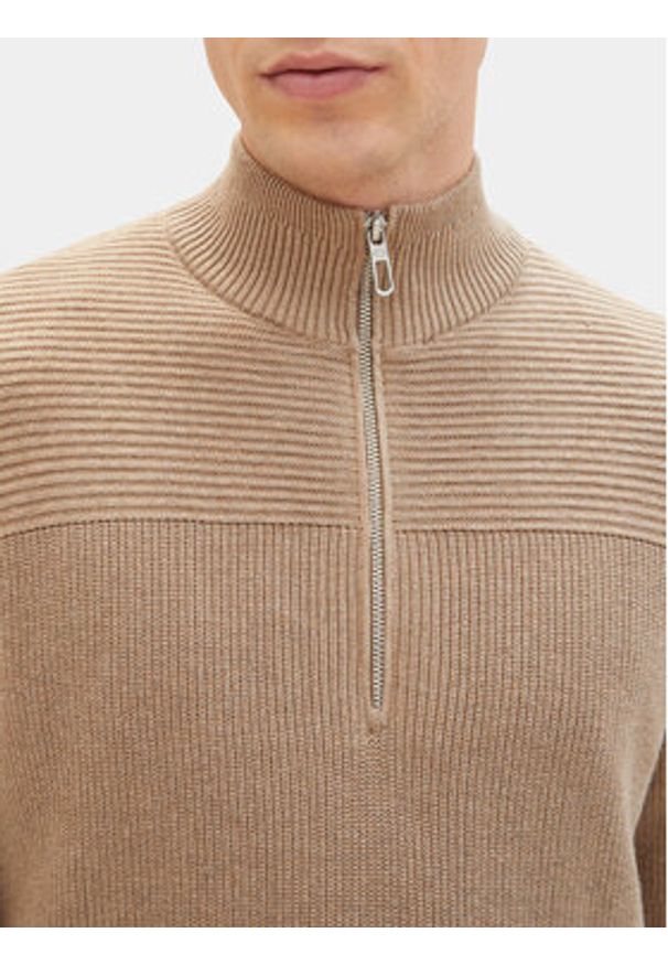 Tom Tailor Sweter 1038315 Brązowy Regular Fit. Kolor: brązowy. Materiał: bawełna