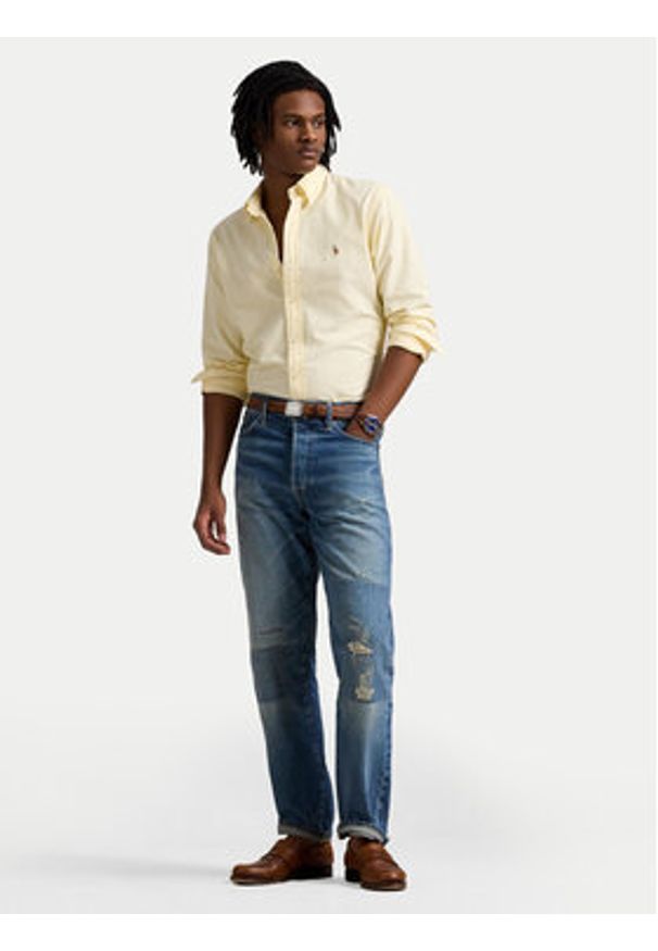 Polo Ralph Lauren Koszula 710953704004 Żółty Custom Fit. Typ kołnierza: polo. Kolor: żółty. Materiał: bawełna