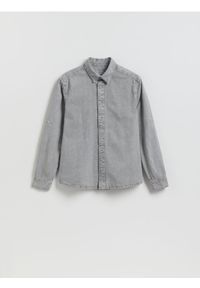 Reserved - Jeansowa koszula regular fit - jasnoszary. Kolor: szary. Materiał: jeans #1