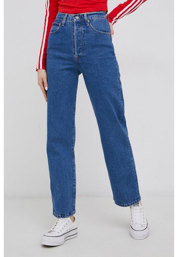 Levi's® - Levi's Jeansy damskie high waist. Okazja: na spotkanie biznesowe. Stan: podwyższony. Kolor: niebieski. Styl: biznesowy