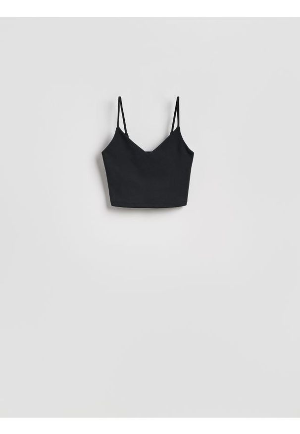 Reserved - Krótki top - czarny. Kolor: czarny. Materiał: włókno, bawełna. Długość: krótkie