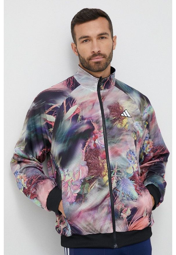 adidas Performance bluza treningowa Melbourne kolor czarny wzorzysta. Kolor: czarny. Materiał: skóra, materiał. Długość rękawa: raglanowy rękaw