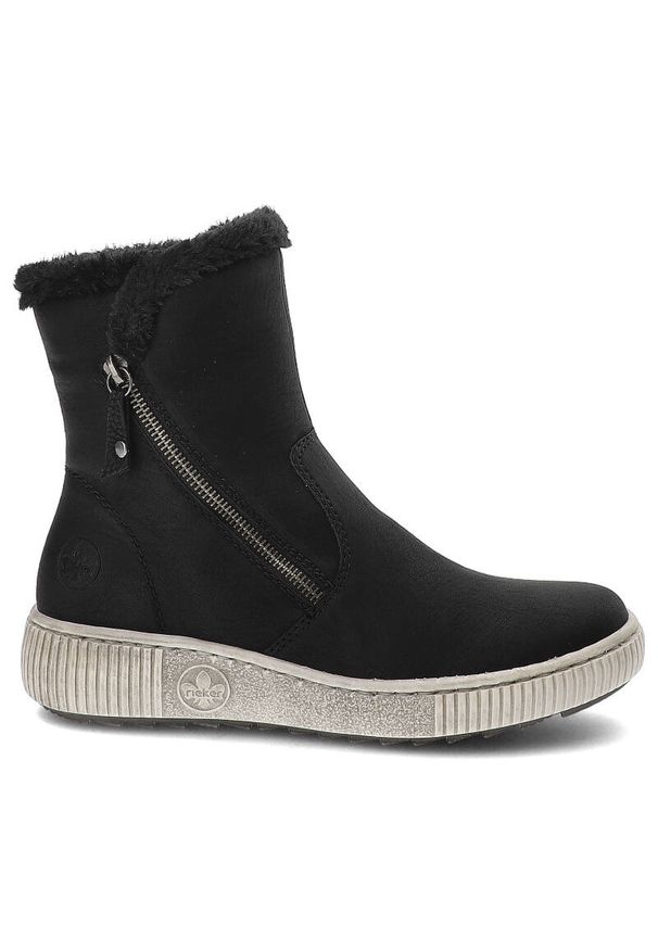 Czarne Botki Rieker Ocieplane Buty Damskie. Okazja: na spacer, na co dzień. Kolor: czarny. Materiał: materiał, syntetyk. Sezon: zima, jesień. Styl: elegancki, casual, klasyczny