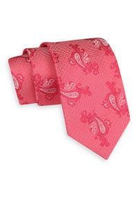 Różowy Klasyczny Szeroki Krawat -Angelo di Monti- 7 cm, Męski, Wzór Paisley, Łezki. Kolor: różowy. Wzór: paisley. Styl: klasyczny #1