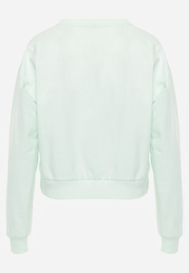 Renee - Miętowa Bluza z Bawełną ze Ściągaczami przy Rękawach i w Pasie Alberia. Kolor: miętowy. Materiał: bawełna