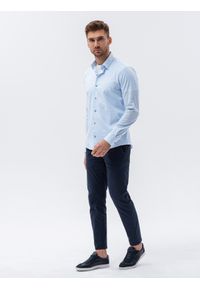 Ombre Clothing - Koszula męska z długim rękawem - błękitna - Rozmiar: L. Okazja: na spotkanie biznesowe, do pracy, na co dzień. Kolor: niebieski. Materiał: elastan, bawełna. Długość rękawa: długi rękaw. Długość: długie. Wzór: kwiaty. Styl: klasyczny, biznesowy, casual #3