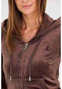 Juicy Couture - JUICY COUTURE Brązowa bluza Robertson Hoodie. Kolor: brązowy