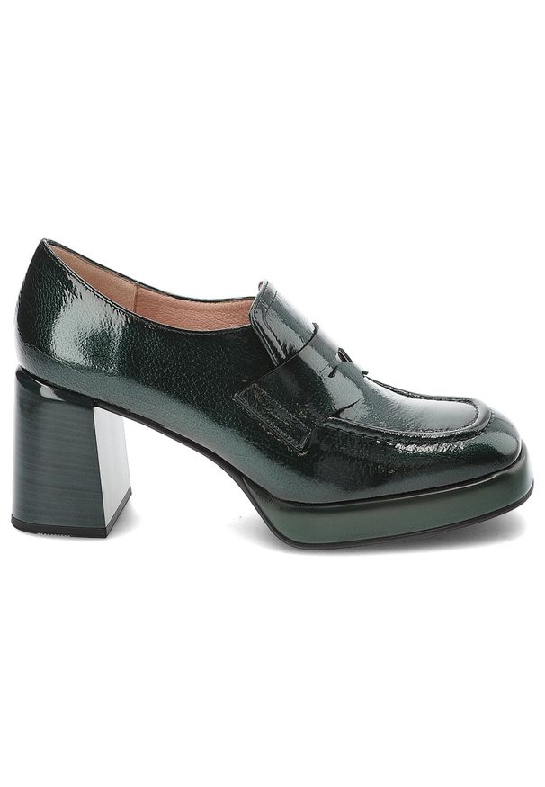 Zielone Półbuty Hispanitas Buty Na Słupku. Kolor: zielony. Materiał: materiał, lakier, skóra. Obcas: na słupku. Styl: elegancki, klasyczny. Wysokość obcasa: średni