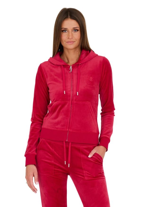 Juicy Couture - JUICY COUTURE Czerwona damska bluza Robertson, Rozmiar M. Typ kołnierza: kaptur. Kolor: czerwony