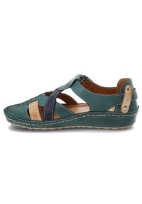 Zielone Sandały Armodo Stylowe Obuwie Damskie. Kolor: zielony. Sezon: lato. Obcas: na obcasie. Styl: elegancki. Wysokość obcasa: niski #6