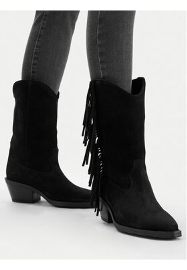 Badura Kowbojki EO-CHANA-5036 Czarny. Kolor: czarny. Materiał: skóra, zamsz