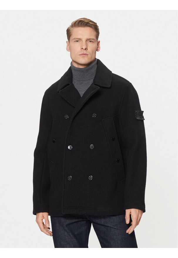 Stone Island Płaszcz wełniany 8115441F5 Czarny Regular Fit. Kolor: czarny. Materiał: wełna