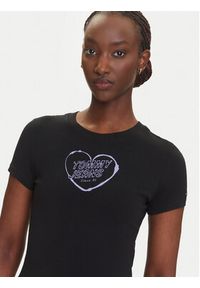 Tommy Jeans T-Shirt Heart DW0DW21390 Czarny Slim Fit. Kolor: czarny. Materiał: bawełna