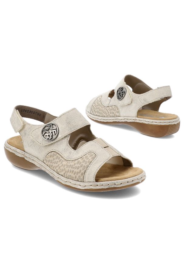 Beżowe Sandały Rieker Wygodne Obuwie Damskie. Okazja: na co dzień. Zapięcie: rzepy. Kolor: beżowy. Sezon: lato. Styl: elegancki, casual