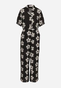 Born2be - Czarny Wiskozowy Kombinezon o Koszulowym Kroju z Krótkim Rękawem i Kieszeniami Milaviela. Okazja: na co dzień. Kolor: czarny. Materiał: wiskoza. Długość rękawa: krótki rękaw. Długość: krótkie. Styl: elegancki, casual, klasyczny #6