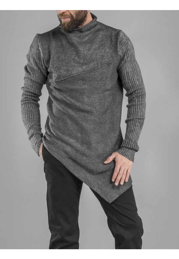 Barbarossa Moratti Sweter "Asimetrical". Materiał: dzianina. Wzór: aplikacja, ze splotem
