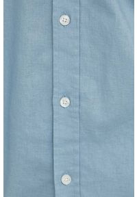 Samsoe & Samsoe - Samsoe Samsoe koszula lniana męska kolor niebieski regular z kołnierzykiem button-down. Typ kołnierza: button down. Kolor: niebieski. Materiał: len #4
