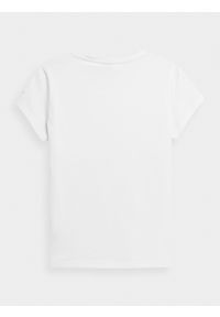 4f - T-shirt regular z nadrukiem damski. Kolor: biały. Materiał: bawełna. Wzór: nadruk