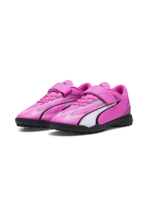 Puma - Młodzieżowe buty piłkarskie ULTRA PLAY TT PUMA Poison Pink White Black. Kolor: wielokolorowy, biały, różowy, czarny. Materiał: syntetyk. Szerokość cholewki: normalna. Wzór: nadruk. Sport: piłka nożna