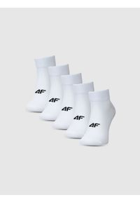 4f - 4F Skarpetki casual za kostkę (5-pack) męskie - białe 43-46. Kolor: biały. Materiał: materiał, włókno, poliamid, bawełna