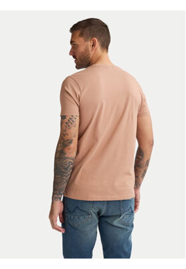 Petrol Industries T-Shirt M-ROS-TSR002 Beżowy Regular Fit. Kolor: beżowy. Materiał: bawełna