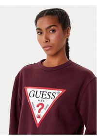 Guess Bluza W2YQ16 KBA11 Bordowy Regular Fit. Kolor: czerwony. Materiał: bawełna #3