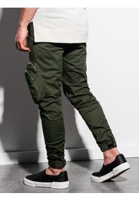 Ombre Clothing - Spodnie męskie joggery P996 - khaki - L. Kolor: brązowy. Materiał: bawełna, elastan #3