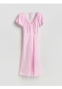 Reserved - Sukienka z wiskozą - różowy. Kolor: różowy. Materiał: wiskoza. Wzór: gładki