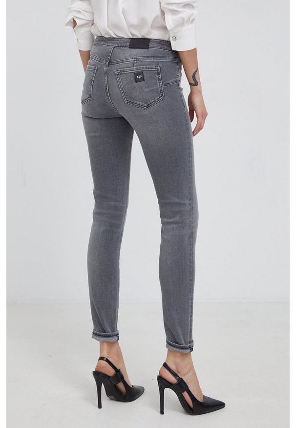 Armani Exchange Jeansy damskie medium waist. Kolor: szary