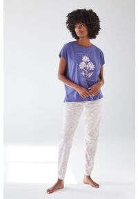 Women Secret - women'secret T-shirt piżamowy kolor fioletowy bawełniana. Kolor: fioletowy. Materiał: bawełna. Długość: krótkie. Wzór: nadruk