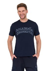 Aeronautica Militare - AERONAUTICA MILITARE Granatowy bawełniany męski t-shirt M.C., Rozmiar S. Kolor: niebieski. Materiał: bawełna #5