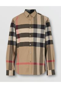 Burberry - BURBERRY - Bawełniana koszula w kratę. Kolor: brązowy. Materiał: bawełna. Wzór: gładki, kratka. Styl: klasyczny