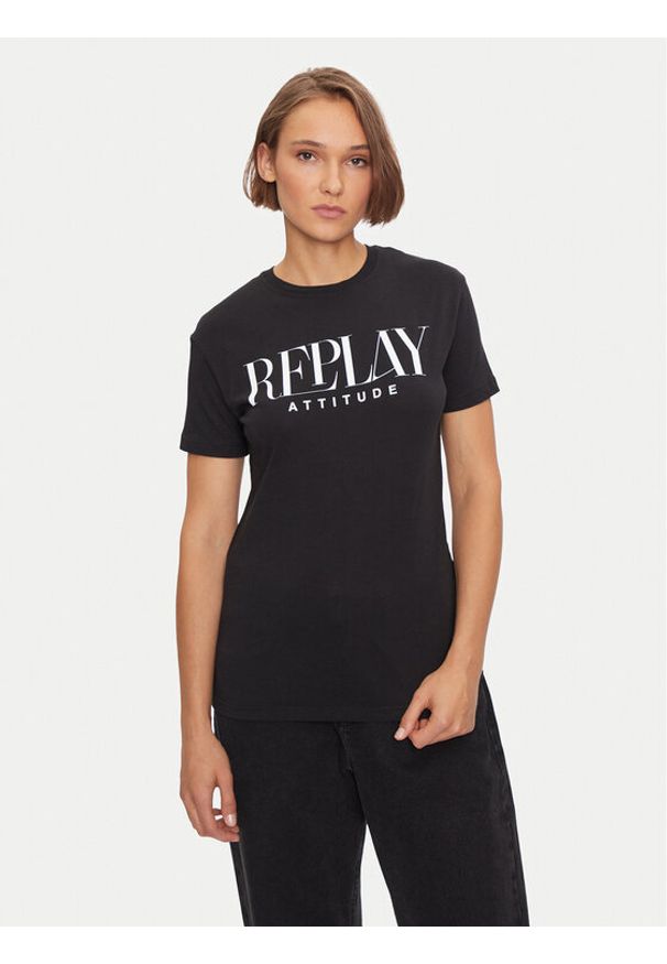 Replay T-Shirt W3566R.000.20994 Czarny Regular Fit. Kolor: czarny. Materiał: bawełna