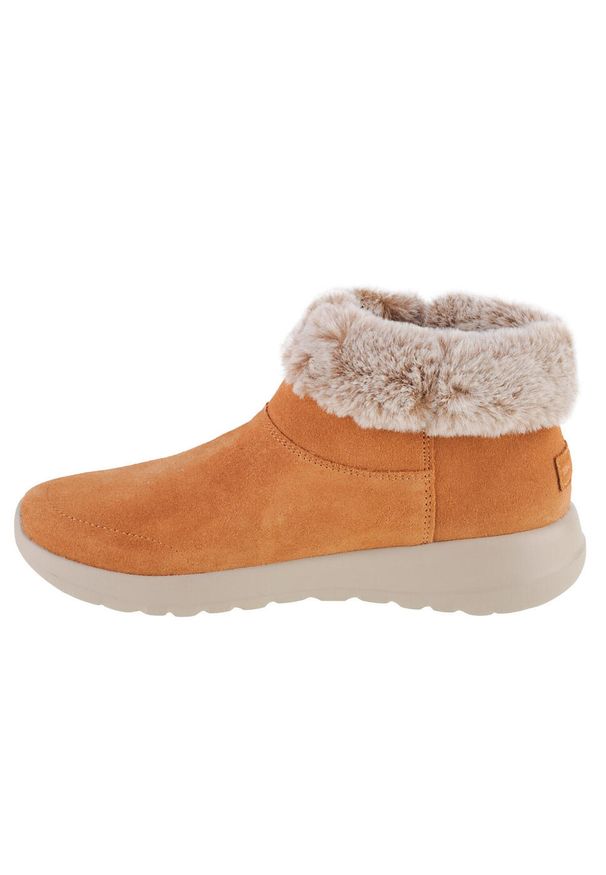 skechers - Buty zimowe damskie, Skechers On The Go Joy-Savvy. Wysokość cholewki: za kostkę. Zapięcie: zamek. Kolor: brązowy. Materiał: materiał, syntetyk. Szerokość cholewki: normalna. Sezon: zima. Sport: turystyka piesza