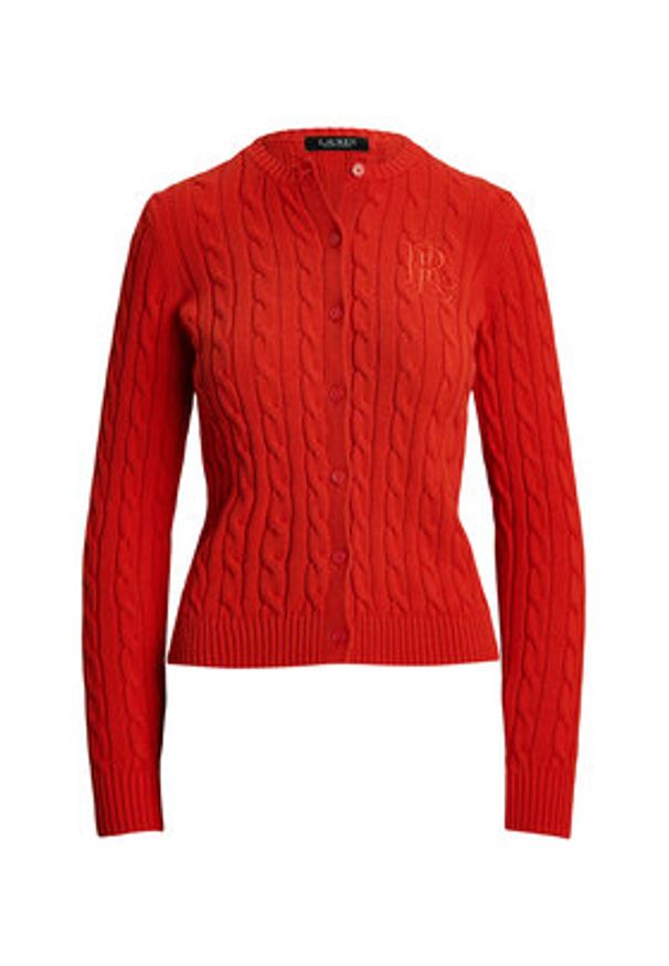 Lauren Ralph Lauren - LAUREN RALPH LAUREN Kardigan 200932225010 Czerwony Slim Fit. Kolor: czerwony. Materiał: bawełna