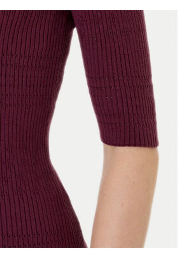 TwinSet - TWINSET Sweter 252TP3240 Bordowy Regular Fit. Kolor: czerwony. Materiał: wiskoza