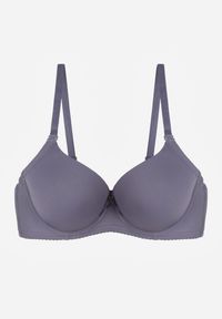 Born2be - Granatowy Klasyczny Biustonosz o Gładkim Wykończeniu Lamisa. Kolor: niebieski. Wzór: gładki #6