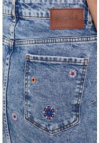 Desigual - Spódnica jeansowa. Okazja: na co dzień. Kolor: niebieski. Materiał: jeans. Styl: casual #3