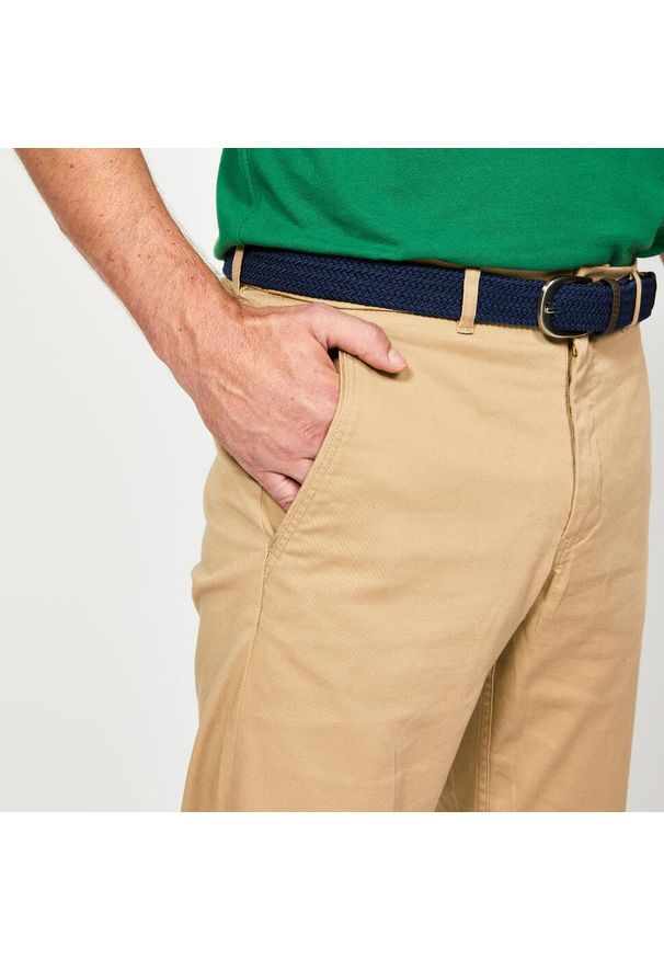 INESIS - Spodnie do golfa chino męskie Inesis MW500 bawełna. Kolor: beżowy. Materiał: elastan, bawełna, poliester, materiał. Sport: golf