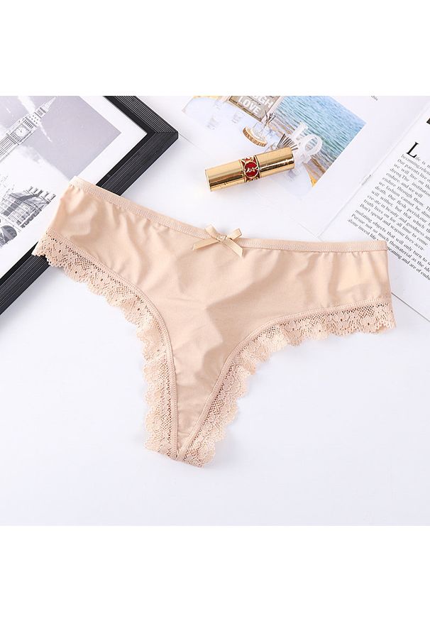 Intica - figi z wycięciem koronkowe eleganckie Friedlinde. Kolor: beżowy. Materiał: koronka