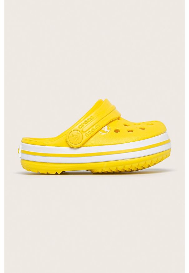 Crocs - Klapki dziecięce. Nosek buta: okrągły. Kolor: żółty. Materiał: syntetyk, materiał, guma