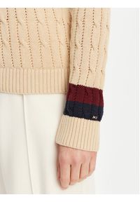 TOMMY HILFIGER - Tommy Hilfiger Sweter Varsity WW0WW43972 Beżowy Regular Fit. Kolor: beżowy. Materiał: bawełna #5