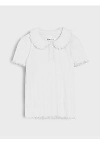 Sinsay - Bawełniana bluzka z kołnierzykiem - biały. Kolor: biały. Materiał: bawełna #1