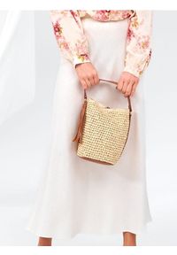 Sinsay - Spódnica midi - kremowy. Kolor: kremowy. Materiał: len, materiał #1