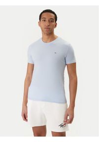 Tommy Jeans T-Shirt DM0DM20363 Błękitny Slim Fit. Kolor: niebieski. Materiał: bawełna #1