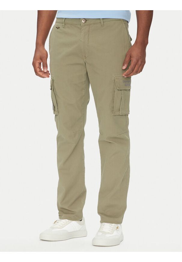 Aeronautica Militare Spodnie materiałowe 251PA1329CT2443 Khaki Regular Fit. Kolor: brązowy. Materiał: bawełna