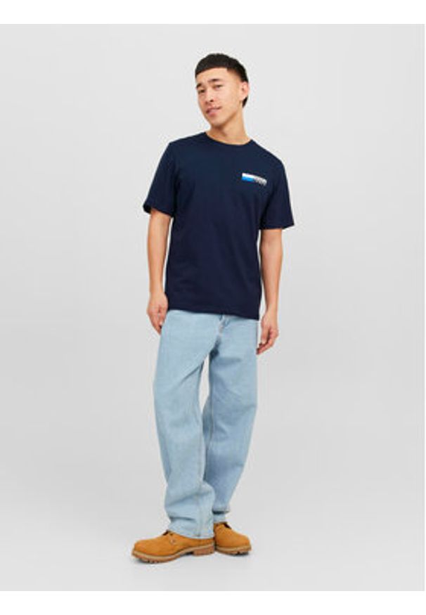 Jack & Jones - Jack&Jones T-Shirt Corp 12233999 Granatowy Standard Fit. Kolor: niebieski. Materiał: bawełna
