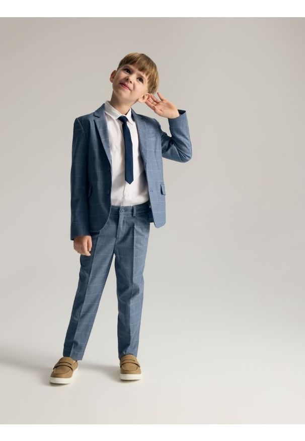 Reserved - Eleganckie spodnie - niebieski. Kolor: niebieski. Materiał: tkanina, wiskoza. Styl: elegancki